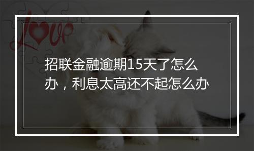 招联金融逾期15天了怎么办，利息太高还不起怎么办