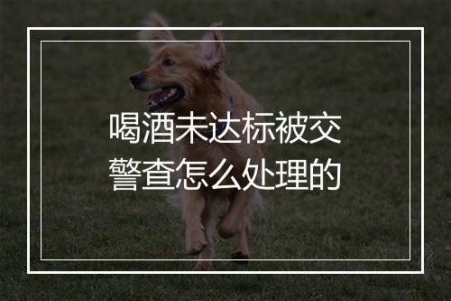 喝酒未达标被交警查怎么处理的