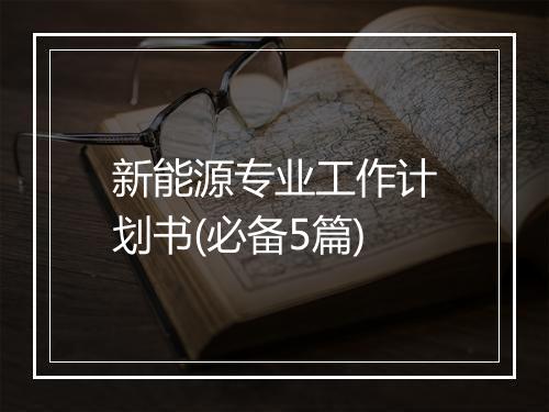 新能源专业工作计划书(必备5篇)