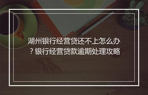 湖州银行经营贷还不上怎么办？银行经营贷款逾期处理攻略
