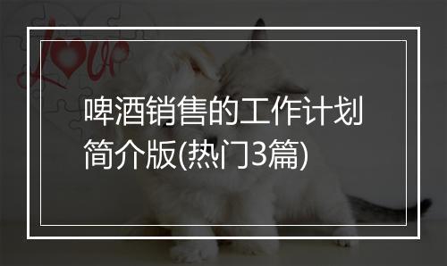 啤酒销售的工作计划简介版(热门3篇)