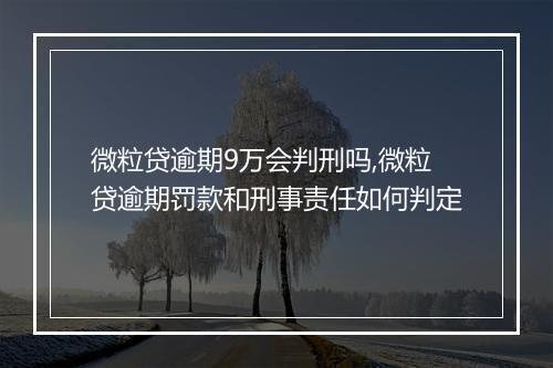 微粒贷逾期9万会判刑吗,微粒贷逾期罚款和刑事责任如何判定