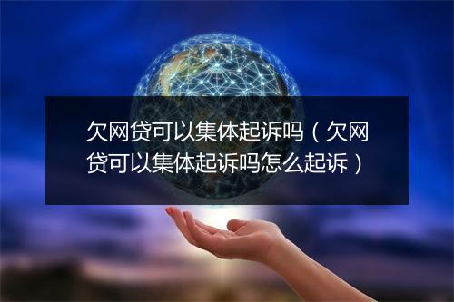 欠网贷可以集体起诉吗（欠网贷可以集体起诉吗怎么起诉）