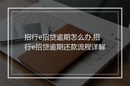 招行e招贷逾期怎么办,招行e招贷逾期还款流程详解