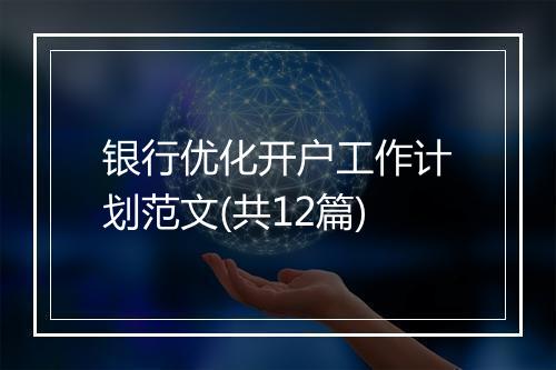 银行优化开户工作计划范文(共12篇)