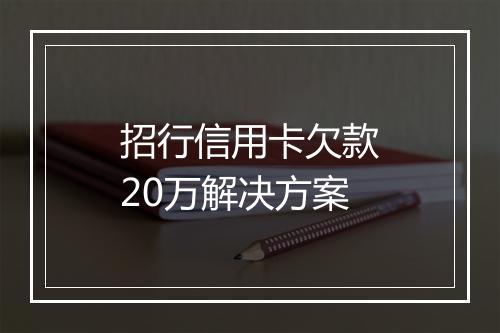 招行信用卡欠款20万解决方案