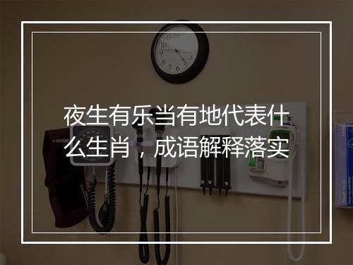 夜生有乐当有地代表什么生肖，成语解释落实