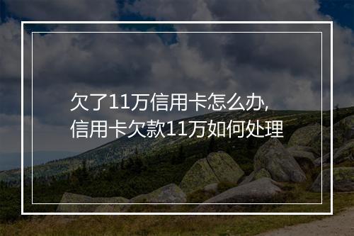 欠了11万信用卡怎么办,信用卡欠款11万如何处理
