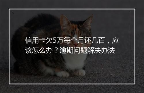 信用卡欠5万每个月还几百，应该怎么办？逾期问题解决办法