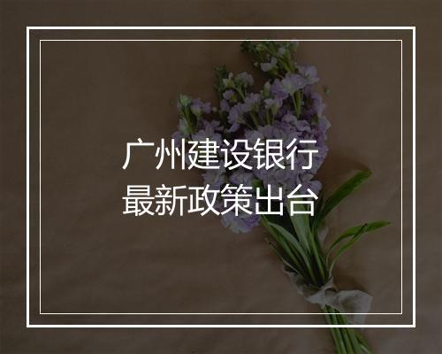 广州建设银行最新政策出台