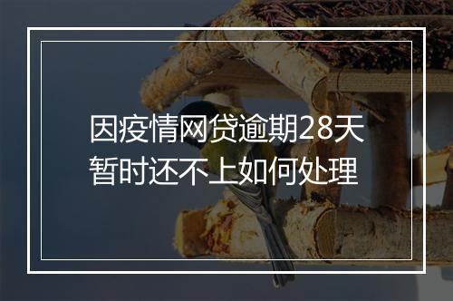 因疫情网贷逾期28天暂时还不上如何处理