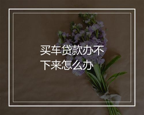买车贷款办不下来怎么办