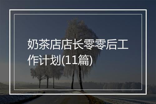 奶茶店店长零零后工作计划(11篇)