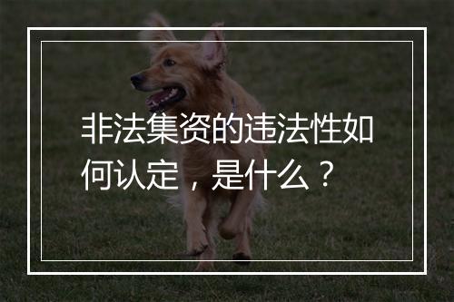 非法集资的违法性如何认定，是什么？