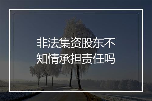 非法集资股东不知情承担责任吗