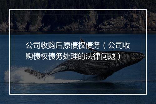公司收购后原债权债务（公司收购债权债务处理的法律问题）