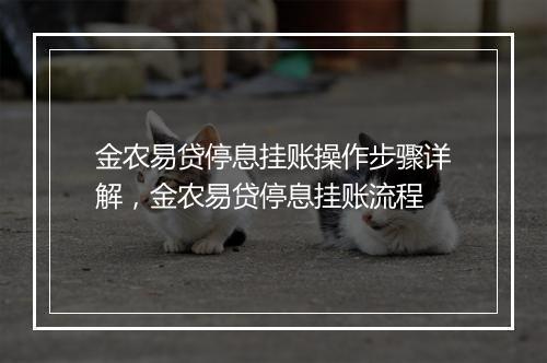 金农易贷停息挂账操作步骤详解，金农易贷停息挂账流程