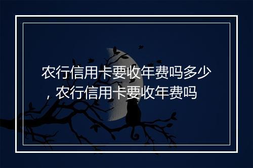农行信用卡要收年费吗多少，农行信用卡要收年费吗