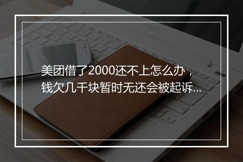 美团借了2000还不上怎么办，钱欠几千块暂时无还会被起诉吗