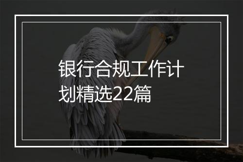 银行合规工作计划精选22篇