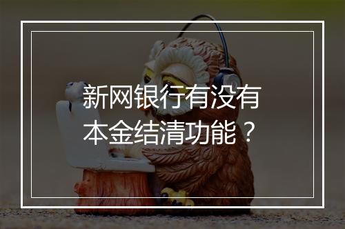 新网银行有没有本金结清功能？