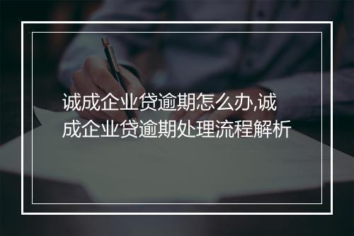 诚成企业贷逾期怎么办,诚成企业贷逾期处理流程解析