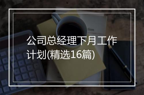 公司总经理下月工作计划(精选16篇)