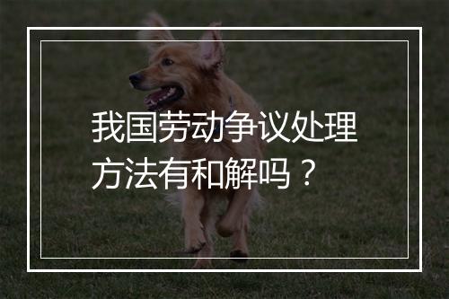 我国劳动争议处理方法有和解吗？