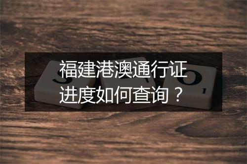 福建港澳通行证进度如何查询？