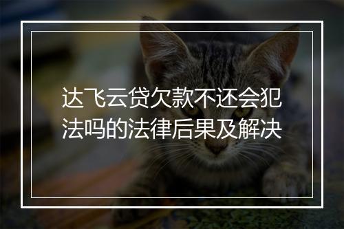 达飞云贷欠款不还会犯法吗的法律后果及解决