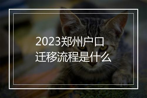 2023郑州户口迁移流程是什么