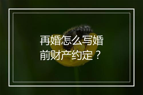再婚怎么写婚前财产约定？