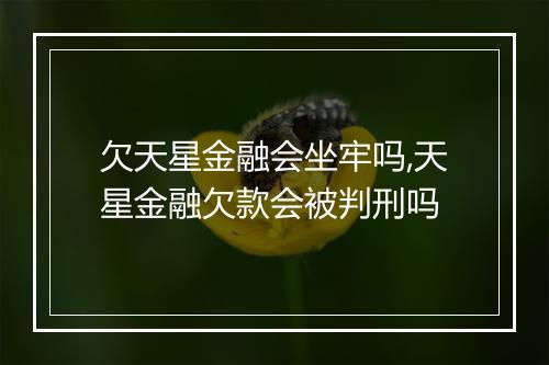欠天星金融会坐牢吗,天星金融欠款会被判刑吗