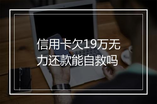 信用卡欠19万无力还款能自救吗