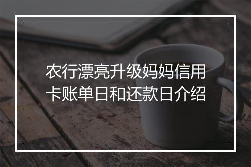 农行漂亮升级妈妈信用卡账单日和还款日介绍