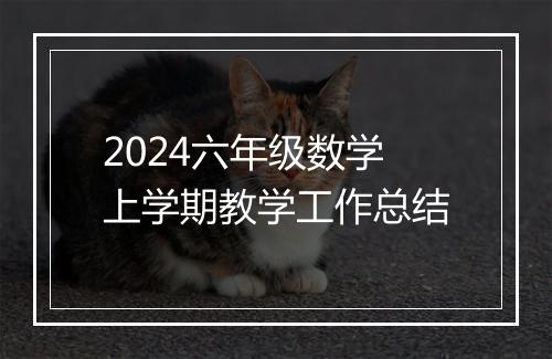 2024六年级数学上学期教学工作总结