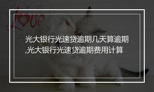 光大银行光速贷逾期几天算逾期,光大银行光速贷逾期费用计算