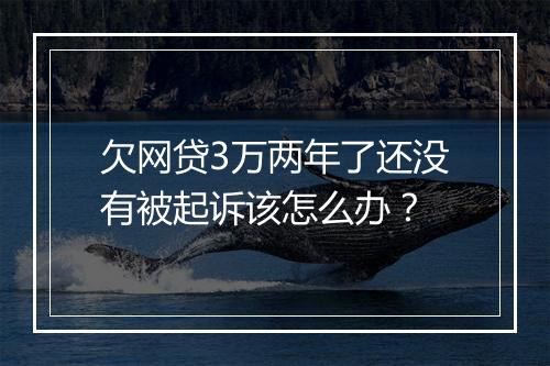 欠网贷3万两年了还没有被起诉该怎么办？