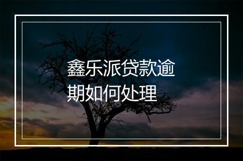 鑫乐派贷款逾期如何处理
