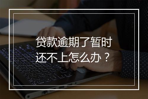 贷款逾期了暂时还不上怎么办？