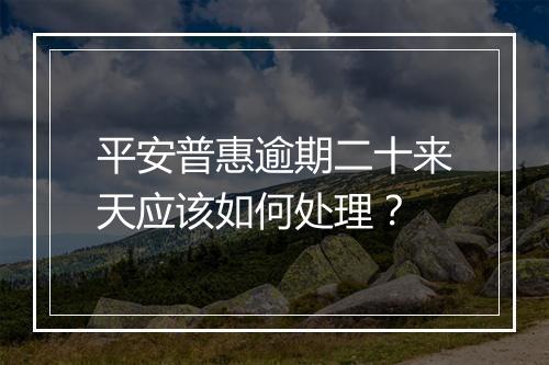 平安普惠逾期二十来天应该如何处理？