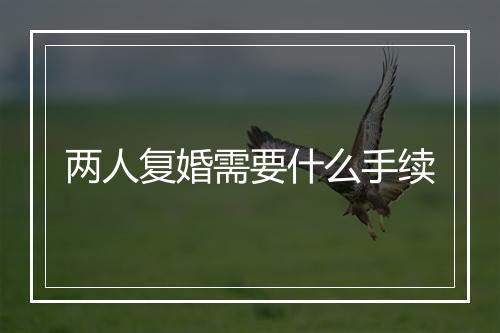 两人复婚需要什么手续