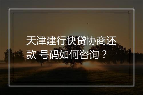 天津建行快贷协商还款 号码如何咨询？