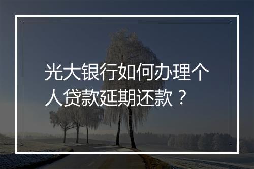 光大银行如何办理个人贷款延期还款？