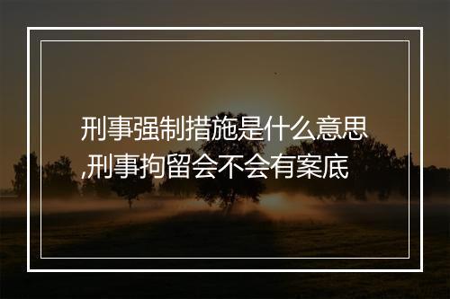 刑事强制措施是什么意思,刑事拘留会不会有案底