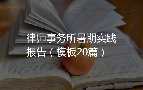 律师事务所暑期实践报告（模板20篇）