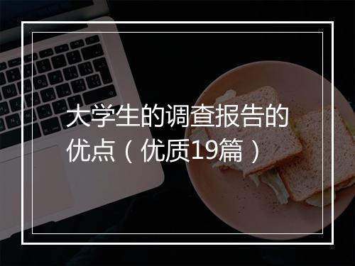 大学生的调查报告的优点（优质19篇）