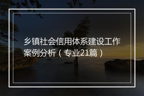 乡镇社会信用体系建设工作案例分析（专业21篇）