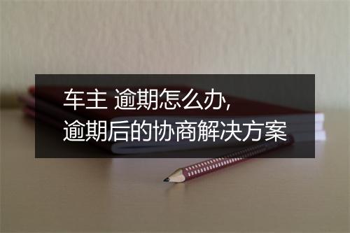 车主 逾期怎么办, 逾期后的协商解决方案