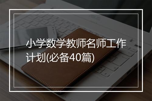 小学数学教师名师工作计划(必备40篇)